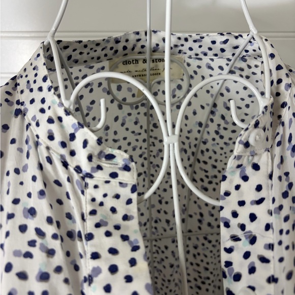 Anthropologie - Long Sleeve White Polka Dot Shirt Dress - Picture 5 of 11